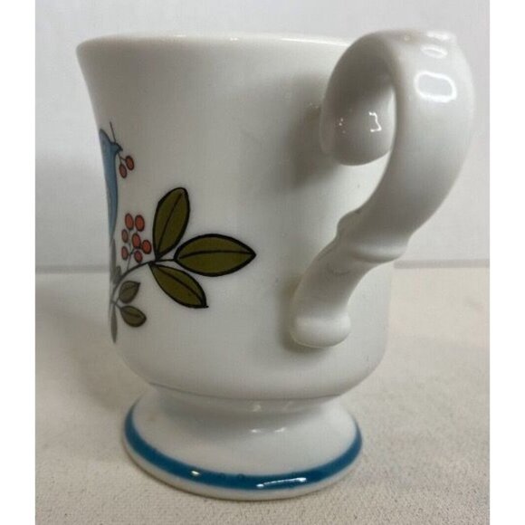 Vintage Milk Creamer Blue Bird & Berry Design 3 1/8" Tall - Picture 2 of 6